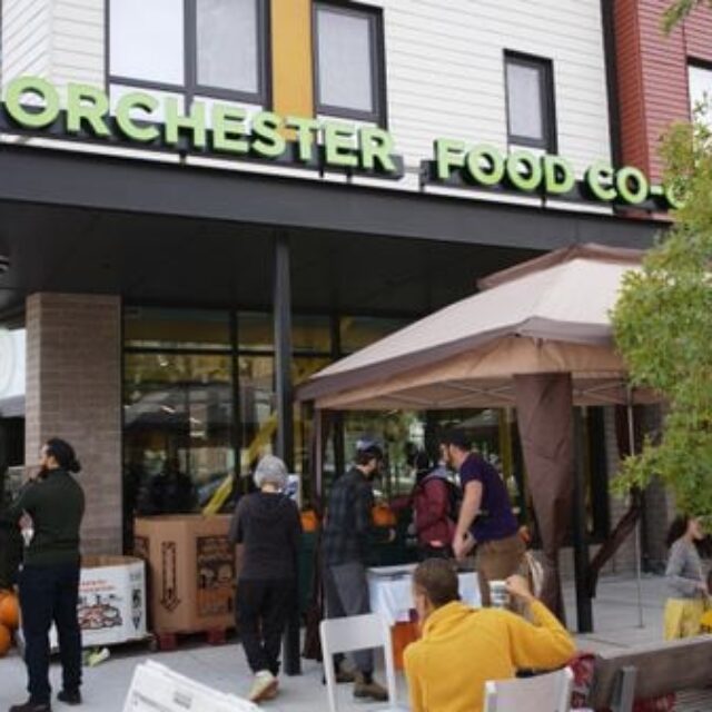 image of dorchester food court with people outside