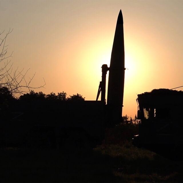 In this photo released by Russian Defense Ministry Press Service on Tuesday, May 21, 2024, a Russian Iskander missile is seen during drills to train the military for using tactical nuclear weapons at an undisclosed location in Russia. Russia's Defense Ministry on Tuesday said it began the first stage of drills involving tactical nuclear weapons. It was the first time Russia has publicly announced drills involving tactical nuclear weapons, although its strategic nuclear forces regularly hold exercises. (Russian Defense Ministry Press Service via AP)