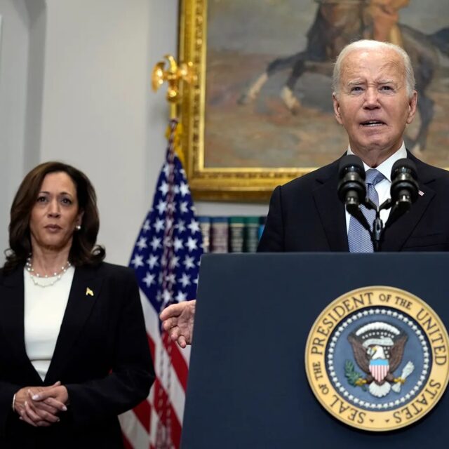 President Biden standing at a podium.