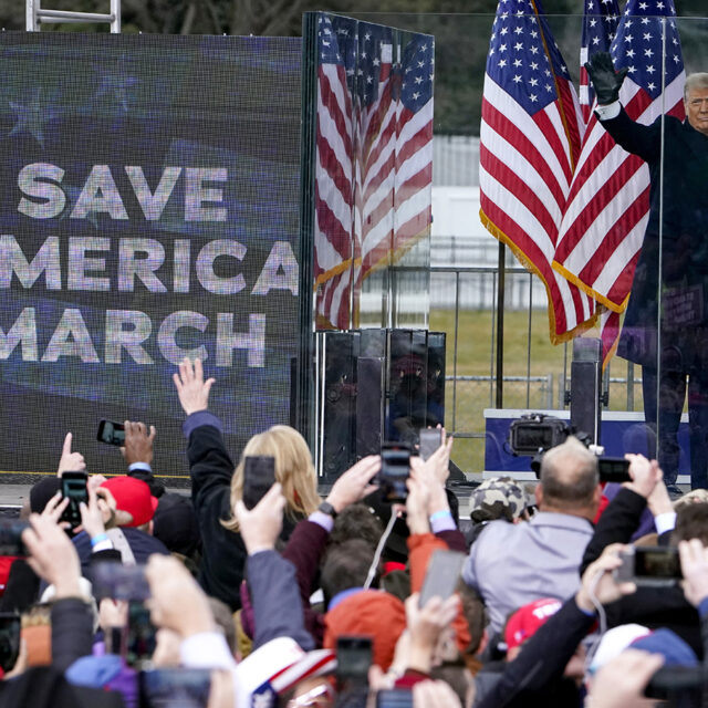 President Donald Trump arrives to speak at a rally in Washington, on Jan. 6, 2021. (AP Photo/Jacquelyn Martin, File)