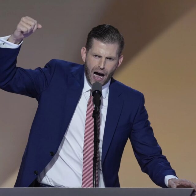 Eric Trump speaks on the final night of the Republican National Convention on Thursday, July 18, 2024, in Milwaukee.