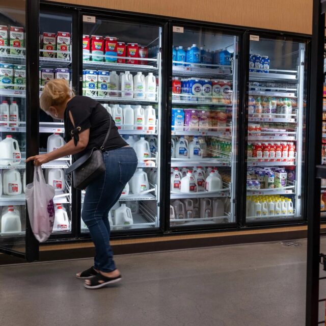 Person shopping at a grocery store.