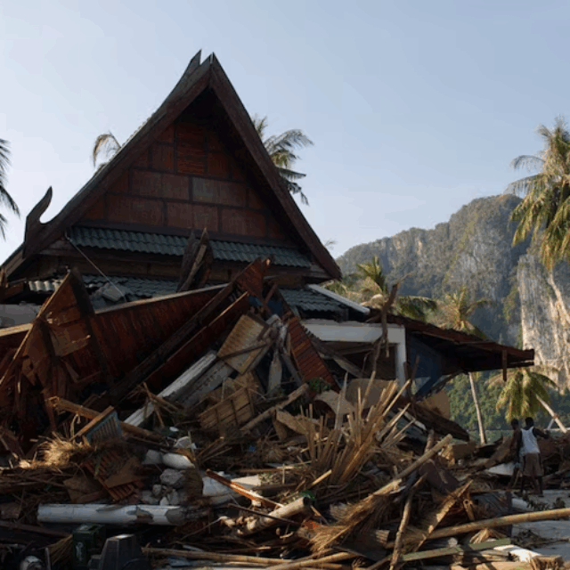 The aftermath of the 2004 tsunami on the Thai island of Phi Phi, a disaster that killed 430 people.