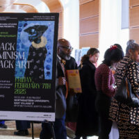 Academics, artists, and visitors gather to attend the bell hooks symposium at Northeastern.