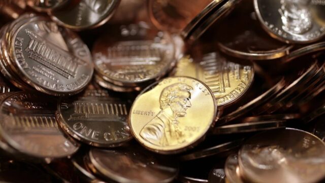 A pile of pennies.