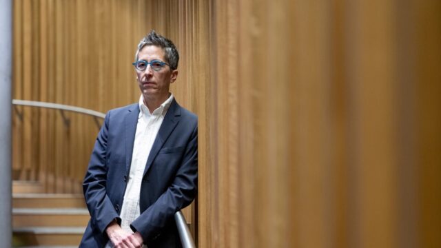 Comedian and Comic Author Alison Bechdel poses before her lecture at Northeastern University.