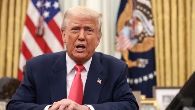 President Donald Trump speaks before signing executive orders in the Oval Office of the White House on March 06, 2025 in Washington, DC.