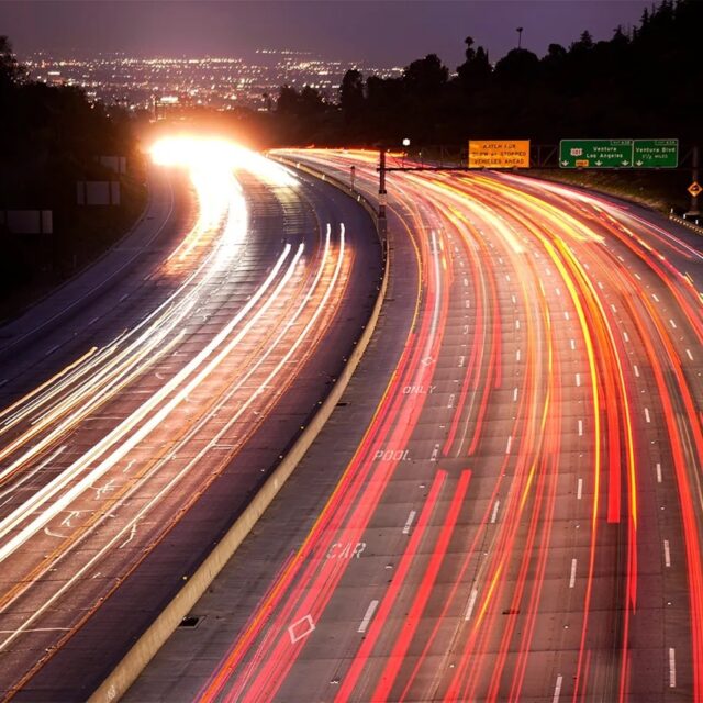 Highway traffic at night