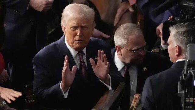 Trump speaks during his Joint Address to Congress.