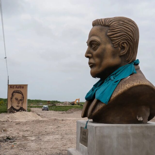 A bust of Mr. Musk in Brownsville, Texas, where Mr. Musk’s company SpaceX has a launch site.