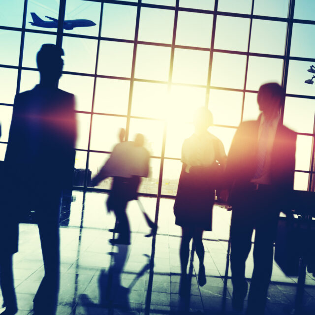 travelers in an airport