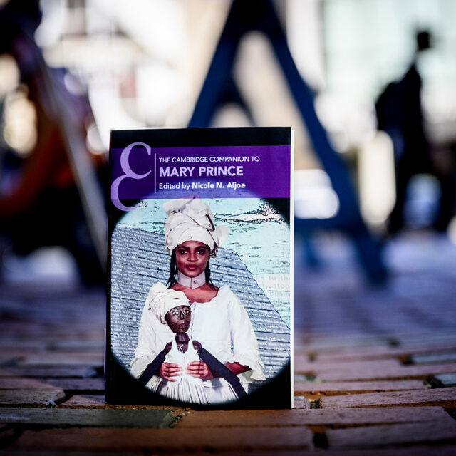 Stock photo of “The Cambridge Companion to Mary Prince” edited by Nicole Aljoe, an English professor at Northeastern University on Sept. 3, 2025. Photo by Matthew Modoono/Northeastern University