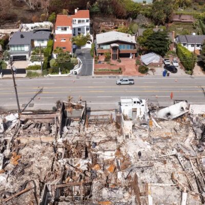 Debris and destroyed houses