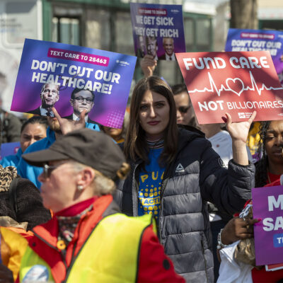 Over 1,000 members of Popular Democracy, including disabled Americans who rely on public healthcare, and partner organizations marched to demand no cuts to Medicaid or Medicare, lower prescription drug prices, and the protection of reproductive rights on Wednesday, March 12, 2025 in Washington. (Kevin Wolf/AP Content Services for Popular Democracy)