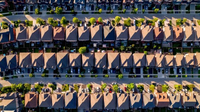 Aerial view of houses