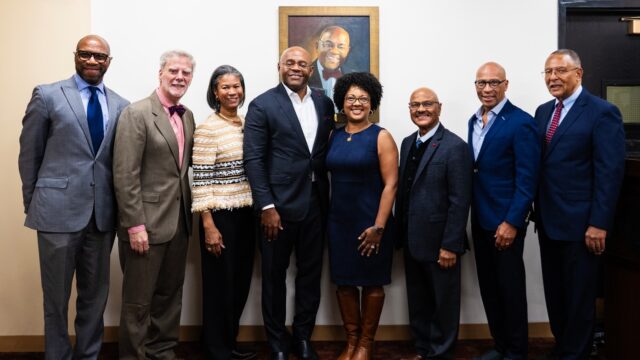 A portrait unveiling of Mo Cowan brought dignitaries from far and wide to the Boston campus to pay tribute to a man who helped shape state politics.