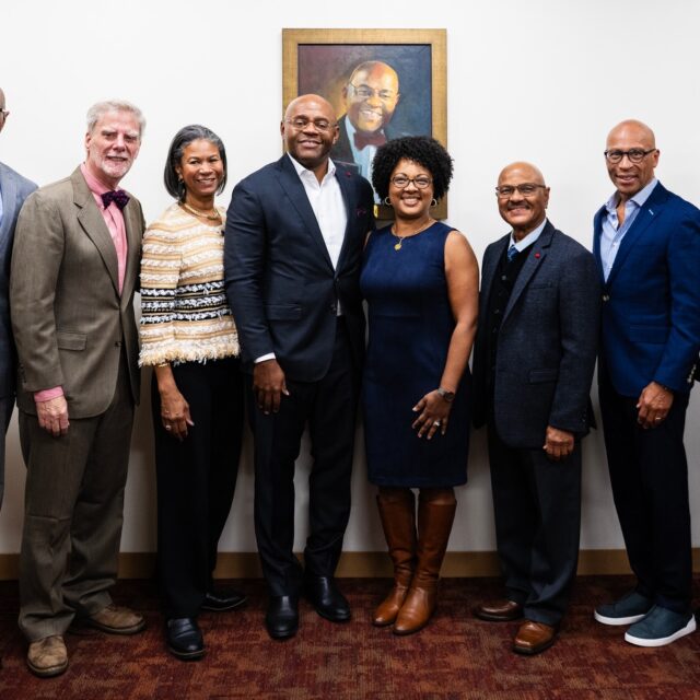 A portrait unveiling of Mo Cowan brought dignitaries from far and wide to the Boston campus to pay tribute to a man who helped shape state politics.