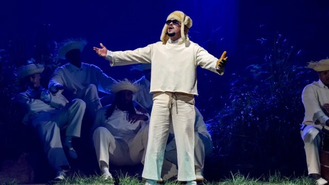 Bad Bunny performs onstage during the first show of his residency at José Miguel Agrelot Coliseum in San Juan, Puerto Rico, on July 11, 2025.