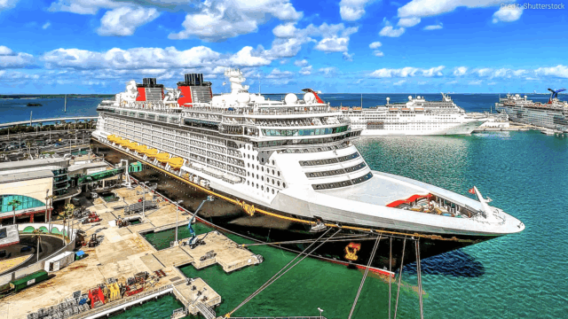 Disney Cruise Ship Fantasy at dock in Port Canaveral, Florida