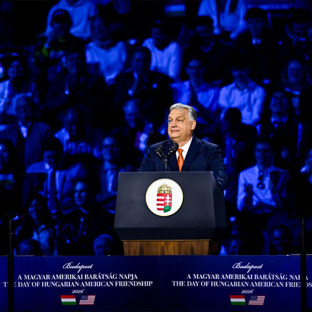 Hungary's Prime Minister Viktor Orban speaks during a pre-election rally in Budapest, Hungary, Tuesday, April 7, 2026. (AP Photo/Denes Erdos)