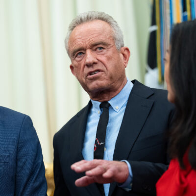 Robert F. Kennedy Jr., US secretary of Health and Human Services (HHS), speaks during a maternal healthcare event hosted by US President Donald Trump in the Oval Office of the White House in Washington, DC, US, on Monday, May 11, 2026. The Trump administration launched the website Moms.gov on Mother's Day, to address the needs of mothers and fathers who face difficult or unexpected pregnancies. Photographer: Aaron Schwartz/Sipa/Bloomberg via Getty Images