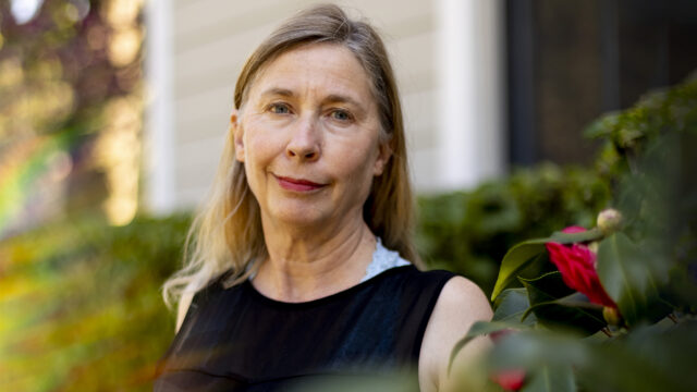 02/27/22 - OAKLAND, CA: Juliana Spahr, Professor of English and Dean of Graduate Studies, poses for a portrait at Mills College on December 1, 2021. Photo by Ruby Wallau for Northeastern University