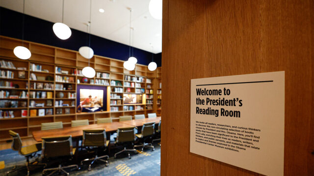The Obama Presidential Center Branch of the Chicago Public Library is seen on the campus of the Obama Presidential Center in Chicago, on June 3, 2026. The dedication ceremony for the center will take place on June 18, 2026, and will open to the public on the following day on the Juneteenth holiday. (Photo by KAMIL KRZACZYNSKI / AFP via Getty Images)