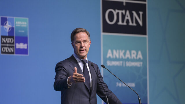 ANKARA, TURKEY - JULY 6: NATO Secretary General Mark Rutte attends a pre-summit press conference ahead of the 36th NATO Summit of Heads of State and Government at the Presidential Complex in Ankara, Turkiye on July 6, 2026. (Photo by Ozge Elif Kizil/Anadolu via Getty Images)
